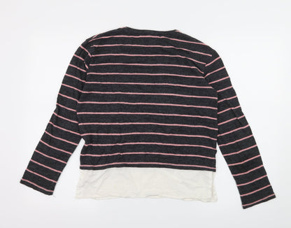 Back view of Here + There girls’ green striped knit jumper, size 13-14, years