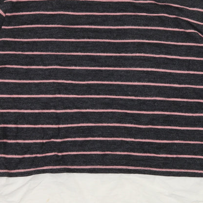 Brand and care label for Here + There girls’ green striped knit jumper, size 13-14, years