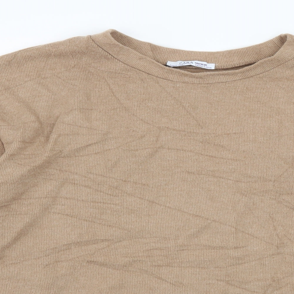 Zara Womens Brown  Jersey Pullover Sweatshirt Size S