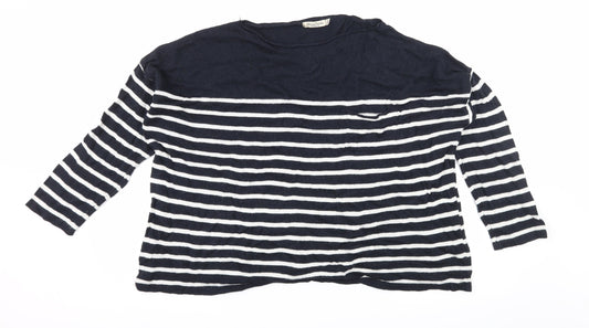 Alessia Pacini Womens Blue Striped Knit Pullover Jumper Size M