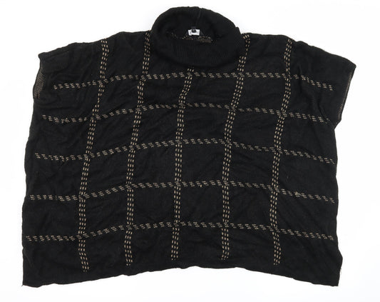 New Look Womens Black Check Knit Pullover Jumper Size M