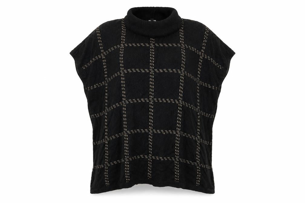 New Look Womens Black Check Knit Pullover Jumper Size M