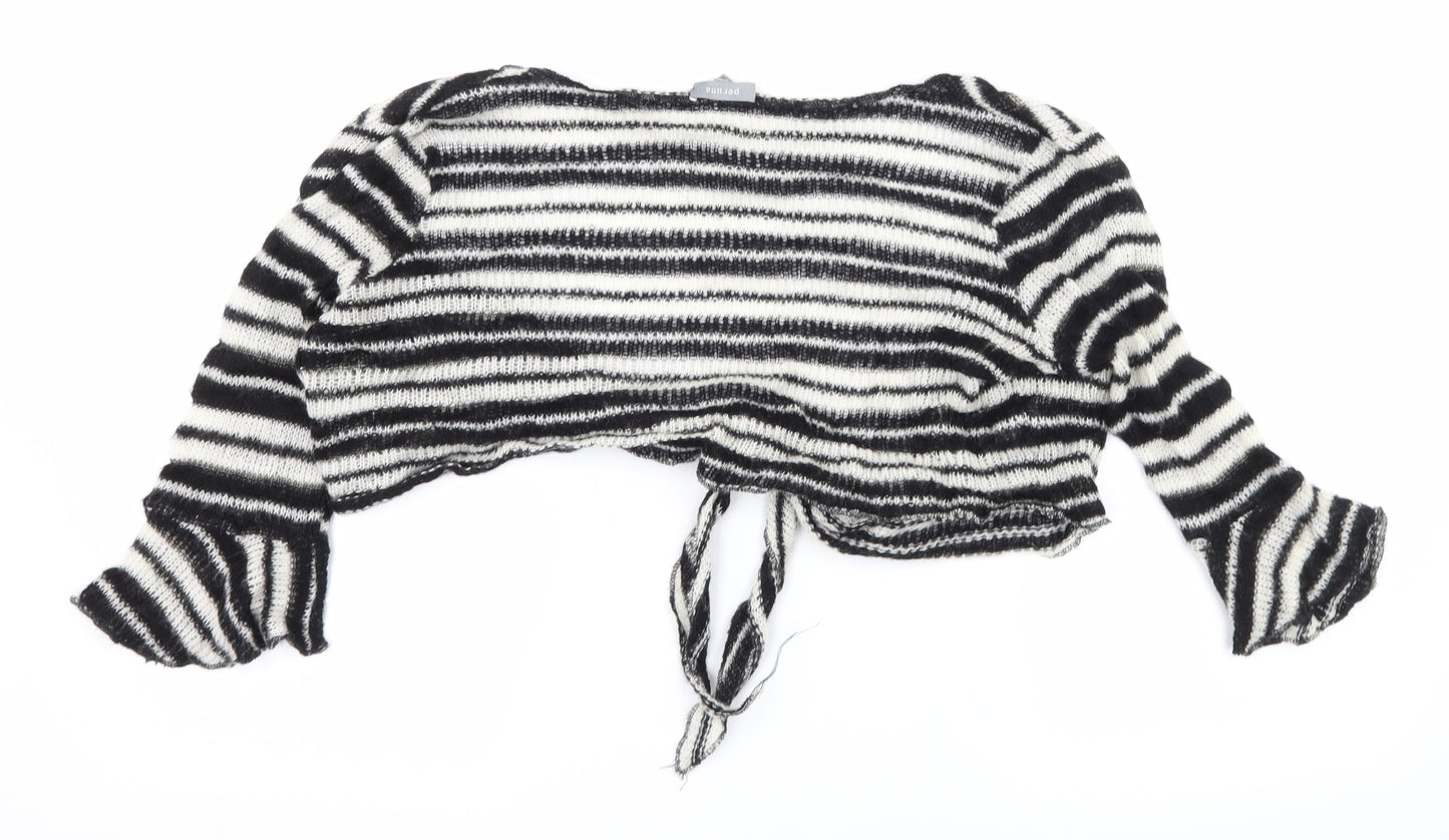 Per Una Womens White Striped Knit Cardigan Jumper Size M