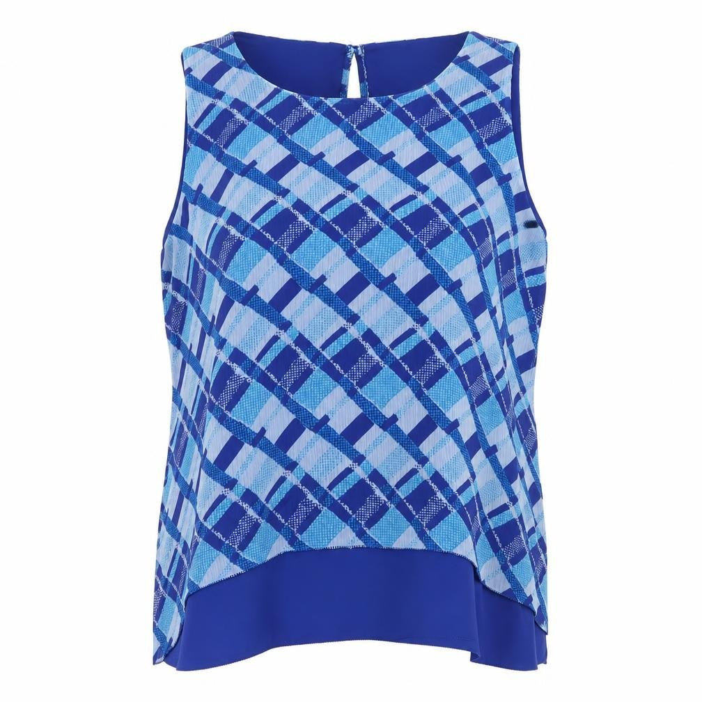 Wonder Womens Blue Check  Basic Blouse Size 16