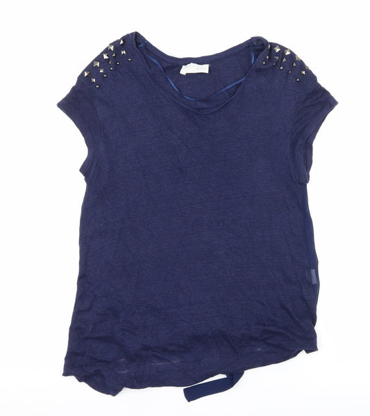 Zara Womens Blue  Knit Basic T-Shirt Size S  - Sheer back
