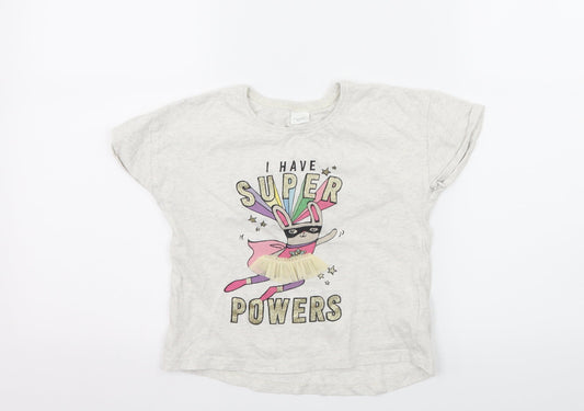 NEXT Girls Green  Jersey Basic T-Shirt Size 3-4 Years  - I Have Super Powers