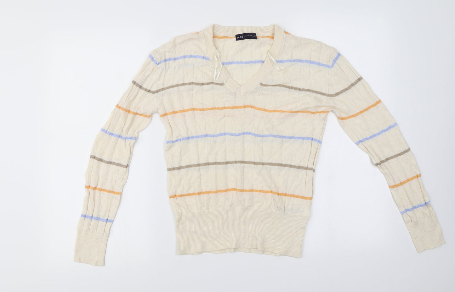 Marks and Spencer  Womens Ivory Striped  Pullover Jumper Size S