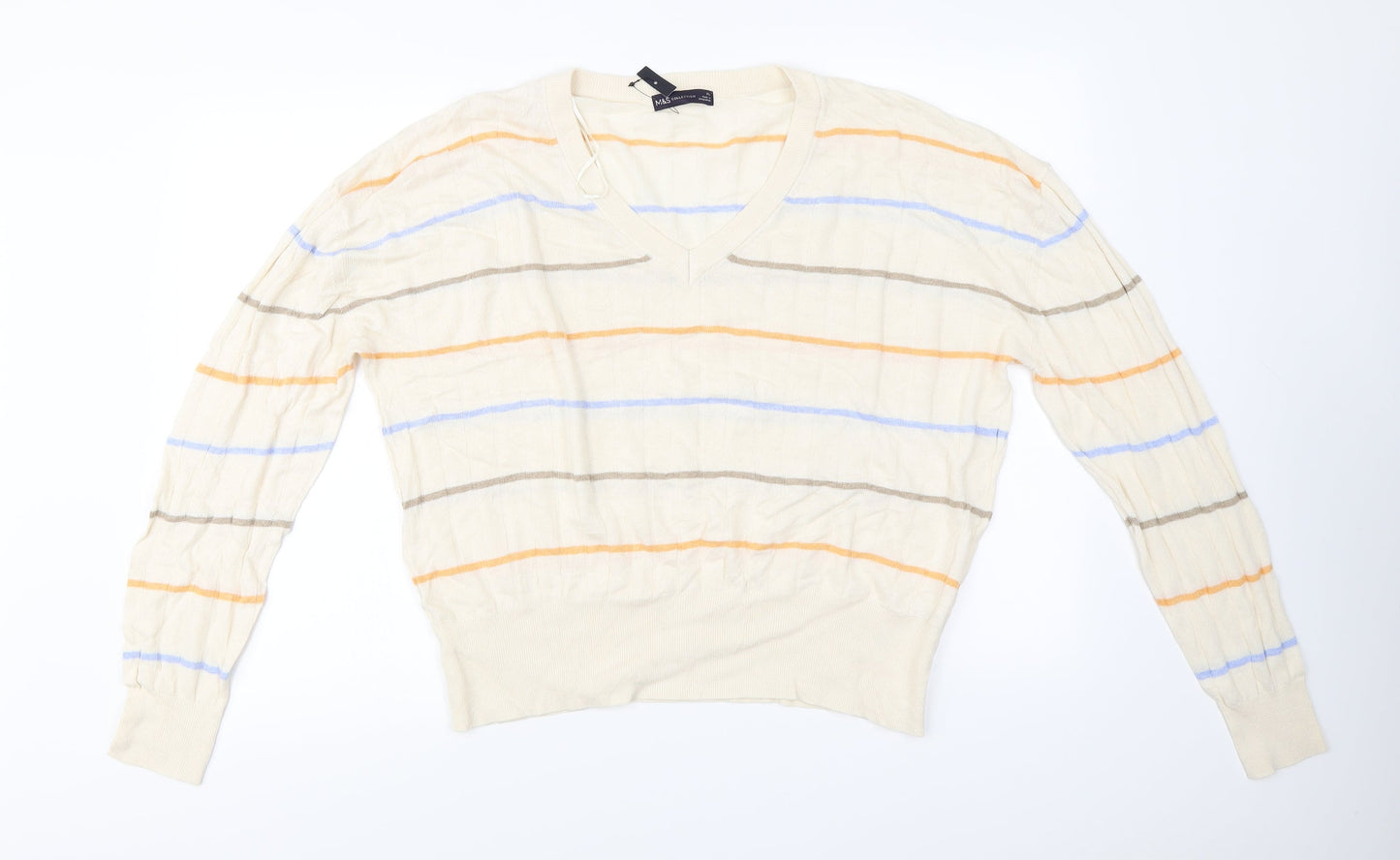 Marks and Spencer  Womens Beige Striped  Pullover Jumper Size XL