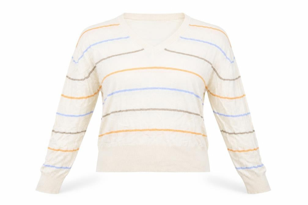 Marks & Spencer  Womens Beige Striped  Pullover Jumper Size XL