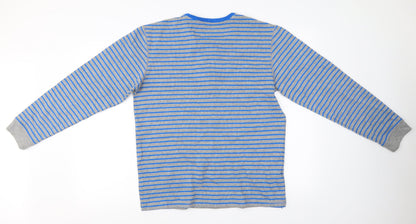Back view of Easy men’s grey striped jumper, size L
