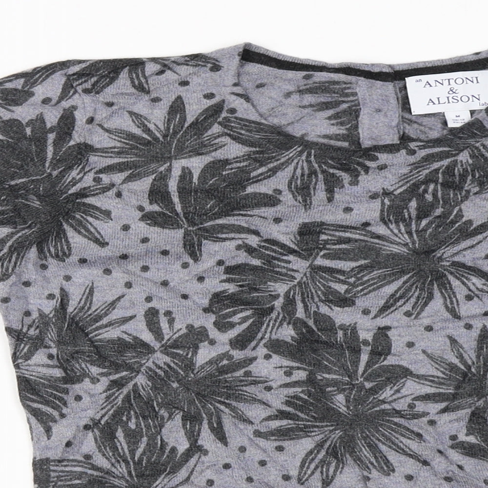Antoni & Alison  Womens Grey Floral  Basic T-Shirt Size M