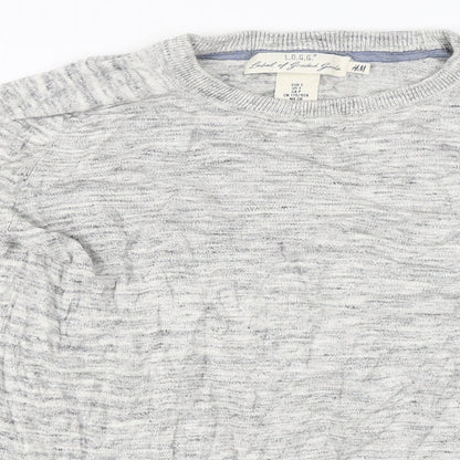 Close-up detail of L.O.G.G women’s grey jumper, size S
