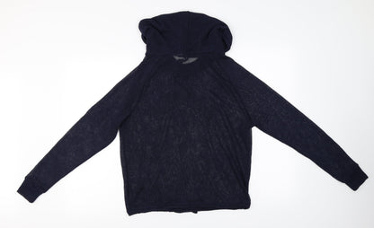 Back view of H&M women’s blue pullover hoodie, size M