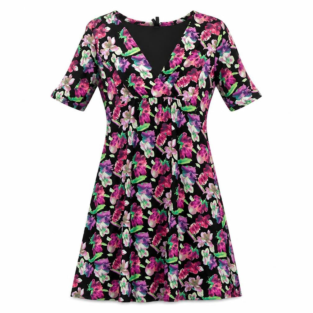 pistcachio  Womens Black Floral  A-Line  Size S