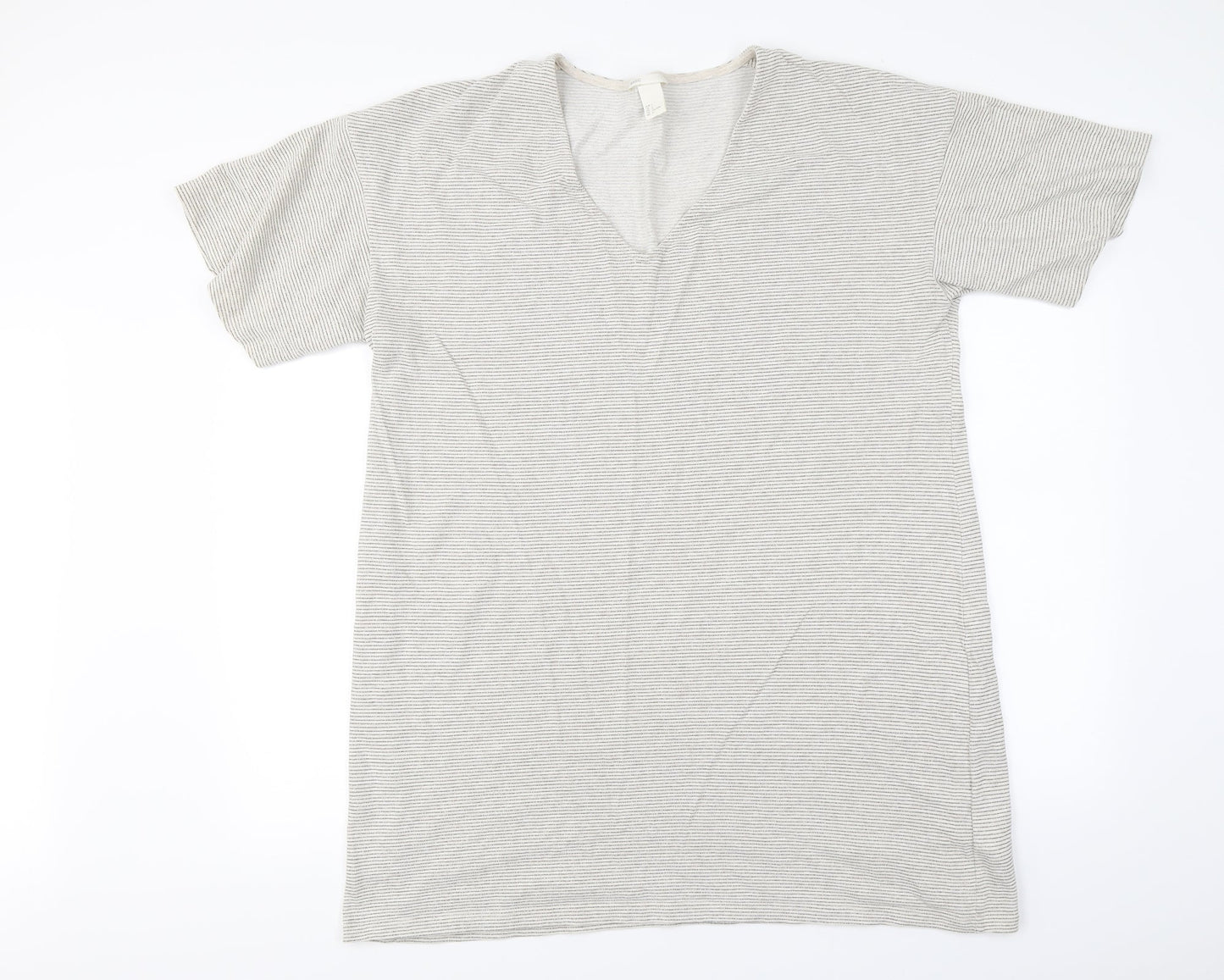 H&M Womens Ivory Striped  Basic T-Shirt Size L