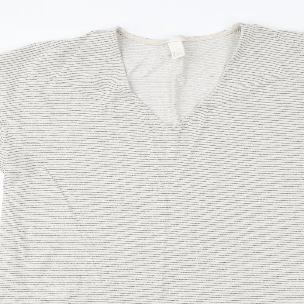 H&M Womens Ivory Striped  Basic T-Shirt Size L