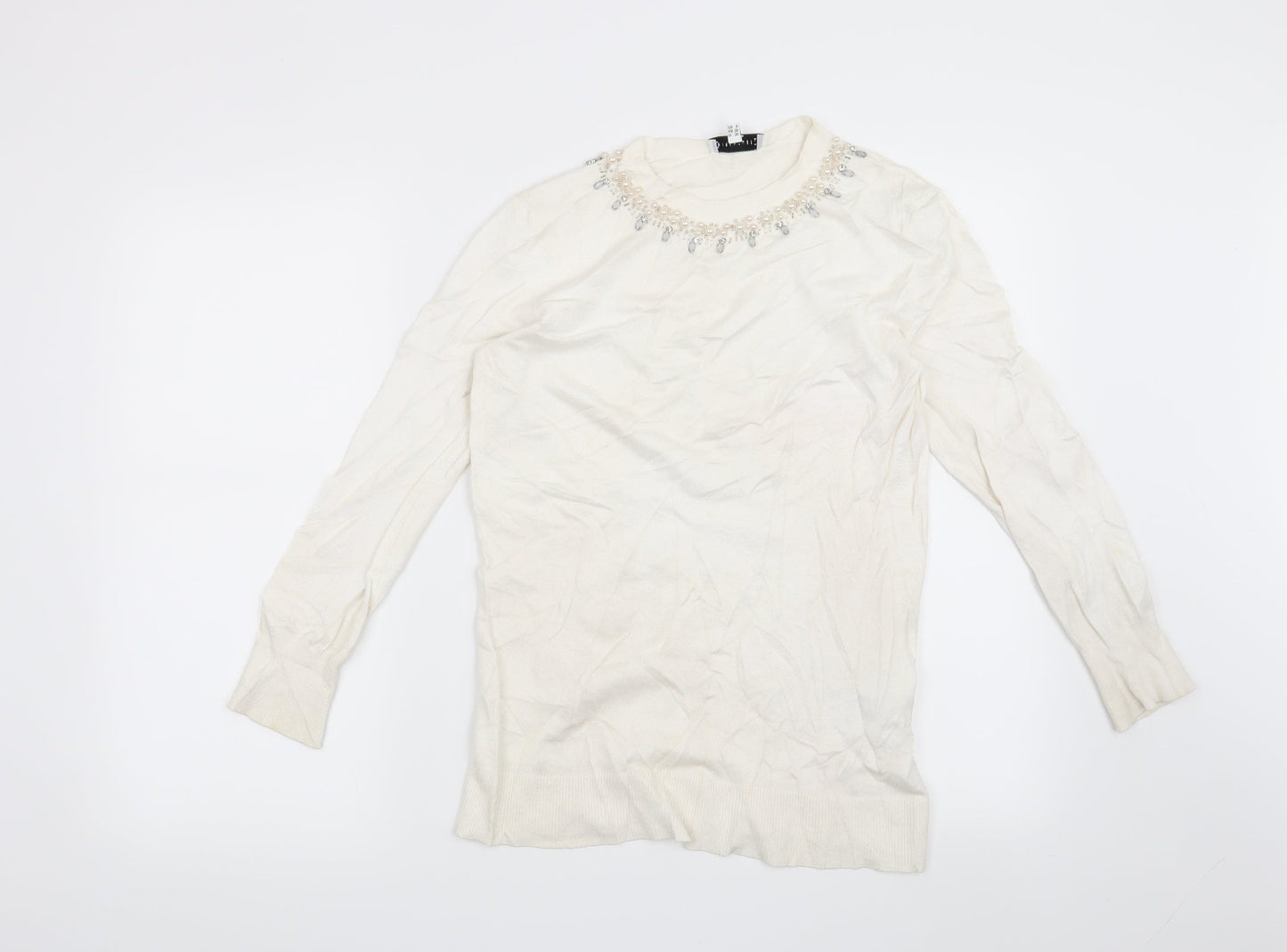Warehouse Womens White   Pullover Jumper Size 10