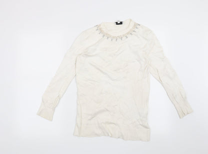 Additional front view of Warehouse women’s white jumper, size UK 10