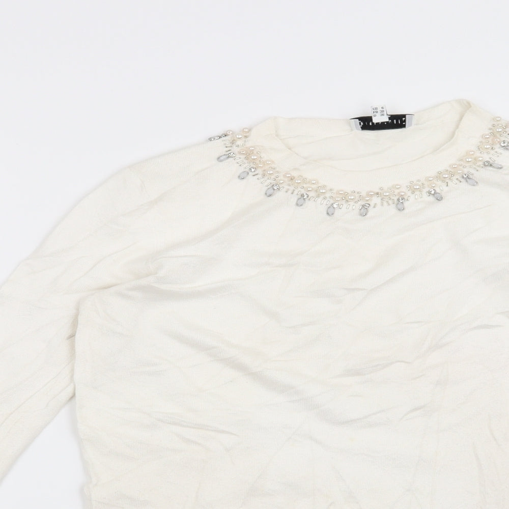 Warehouse Womens White   Pullover Jumper Size 10