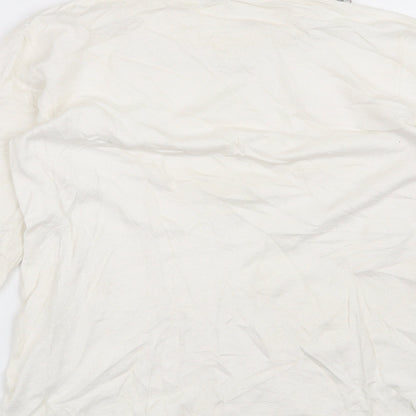 Brand and care label for Warehouse women’s white jumper, size UK 10