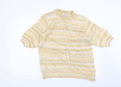 Additional front view of Next women’s yellow striped jumper, size UK 14