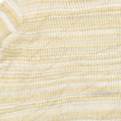 Brand and care label for Next women’s yellow striped jumper, size UK 14