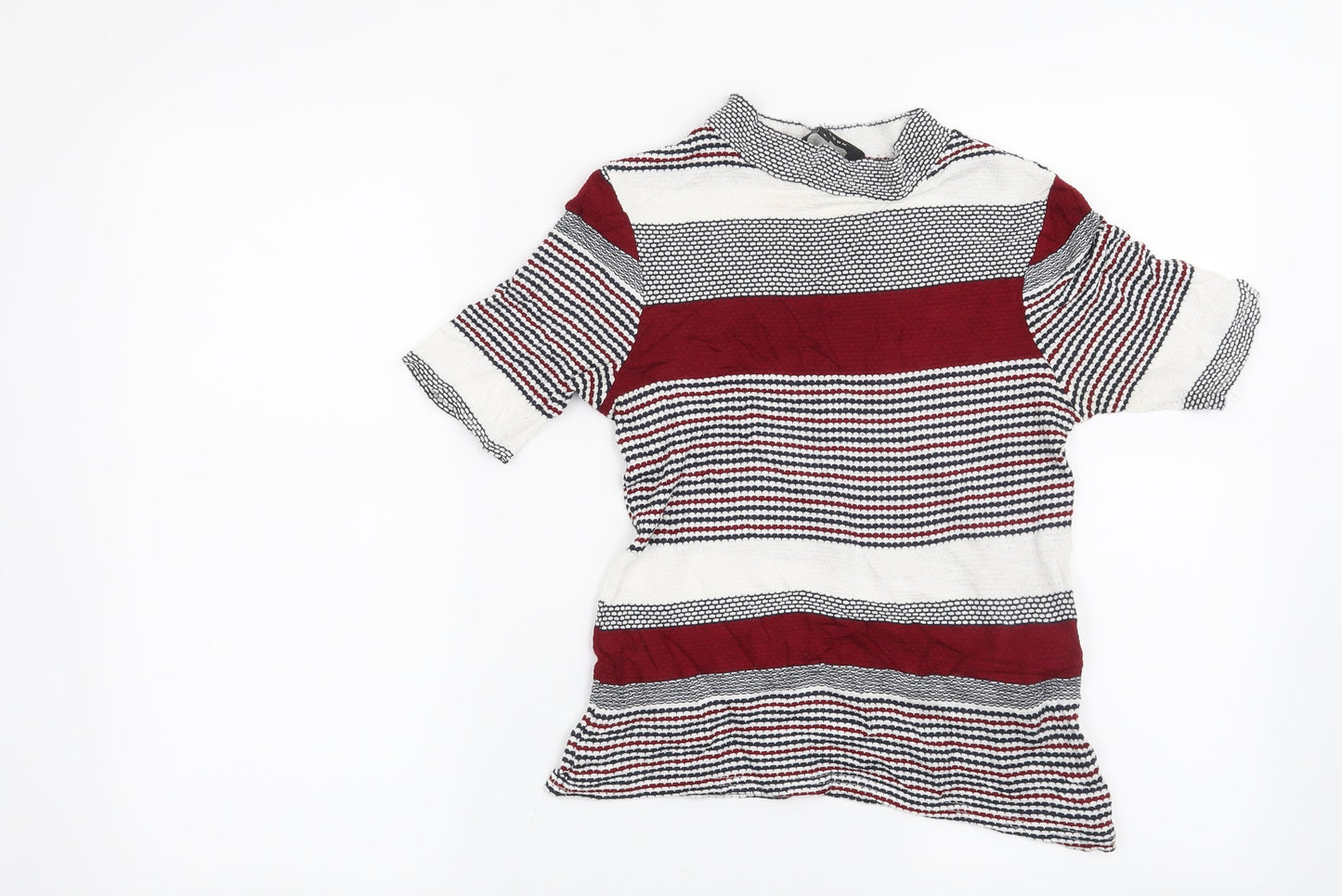 New Look Womens Red Striped  Basic Blouse Size 8