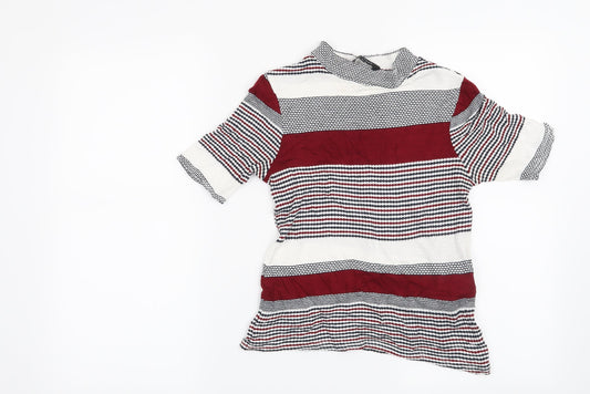 New Look Womens Red Striped  Basic Blouse Size 8