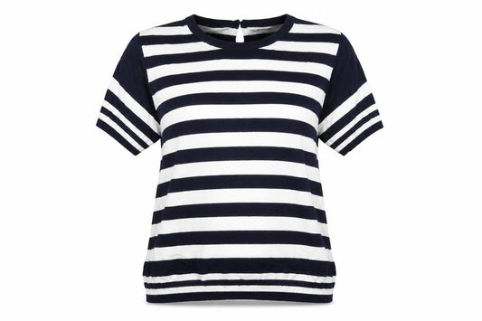Front view of Zara women’s blue striped jumper, size M