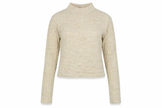 Front view of Miss Selfridge women’s beige jumper, size UK 8