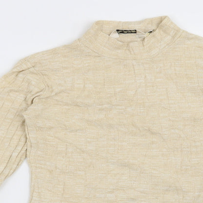 Close-up detail of Miss Selfridge women’s beige jumper, size UK 8