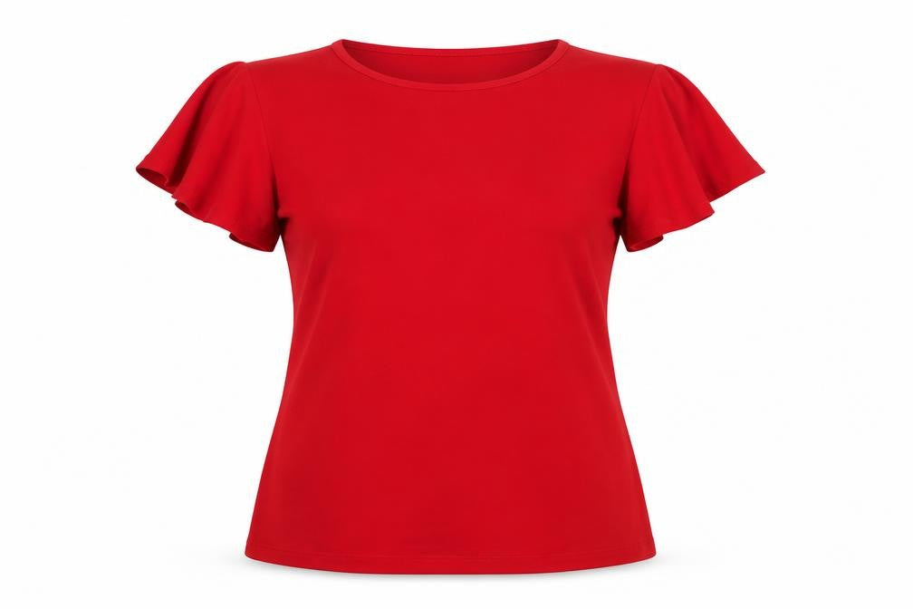 Susan Graver Womens Red   Basic T-Shirt Size S