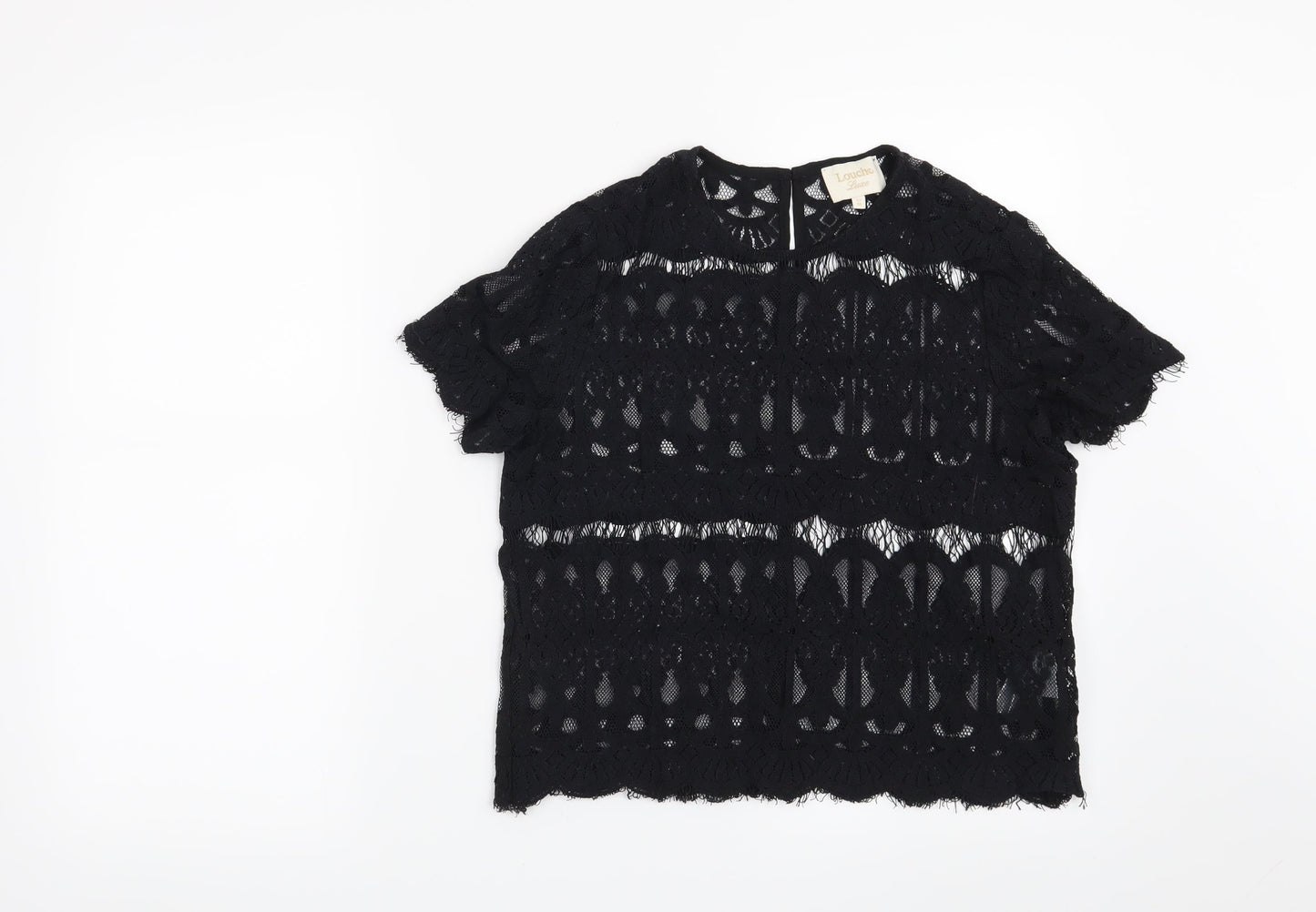 Louche Womens Black Geometric  Basic Blouse Size 12