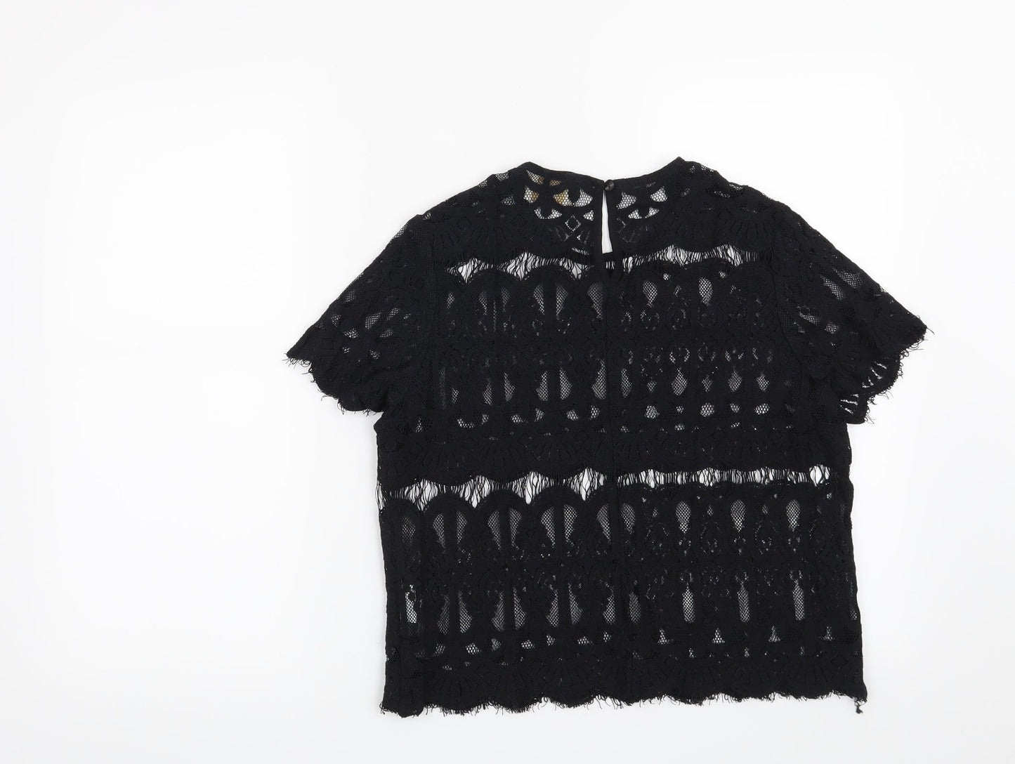 Louche Womens Black Geometric  Basic Blouse Size 12