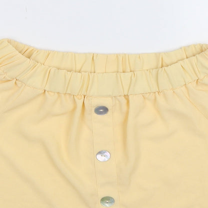 Close-up detail of Select women’s beige basic blouse, size UK 8