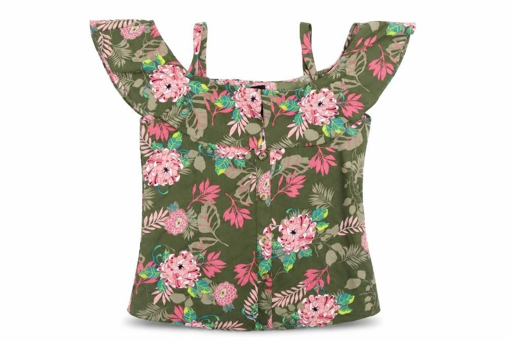 George Womens Green Floral  Basic Blouse Size 8