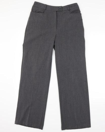 Additional front view of slimma women’s grey trousers, size UK 10, 28-inch leg