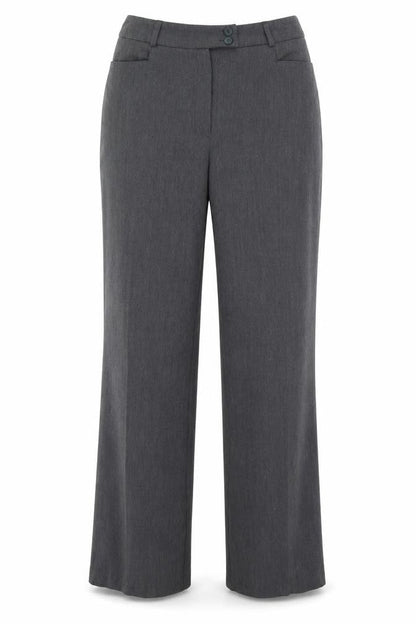 Front view of slimma women’s grey trousers, size UK 10, 28-inch leg