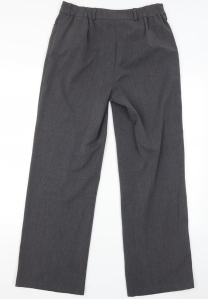 Back view of slimma women’s grey trousers, size UK 10, 28-inch leg