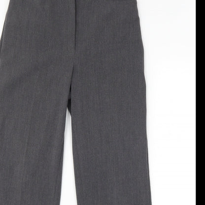 Close-up detail of slimma women’s grey trousers, size UK 10, 28-inch leg