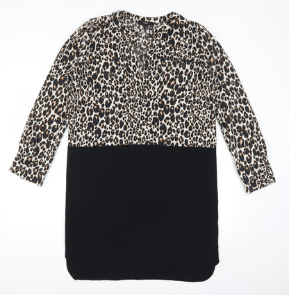 Preloved NEXT Womens Black Animal Print  Mini  Size 12 - Front
