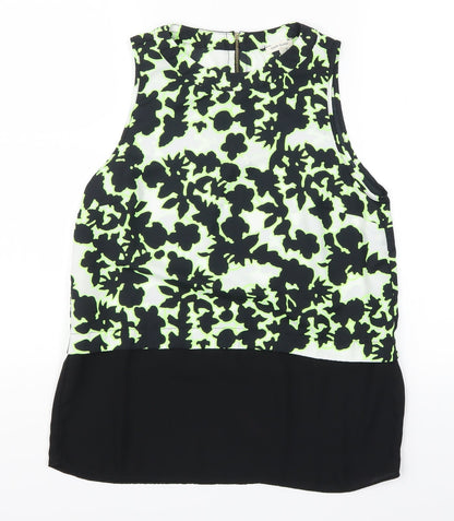 Additional front view of River Island women’s black camouflage basic tank, size UK 10