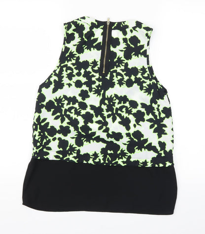 Back view of River Island women’s black camouflage basic tank, size UK 10