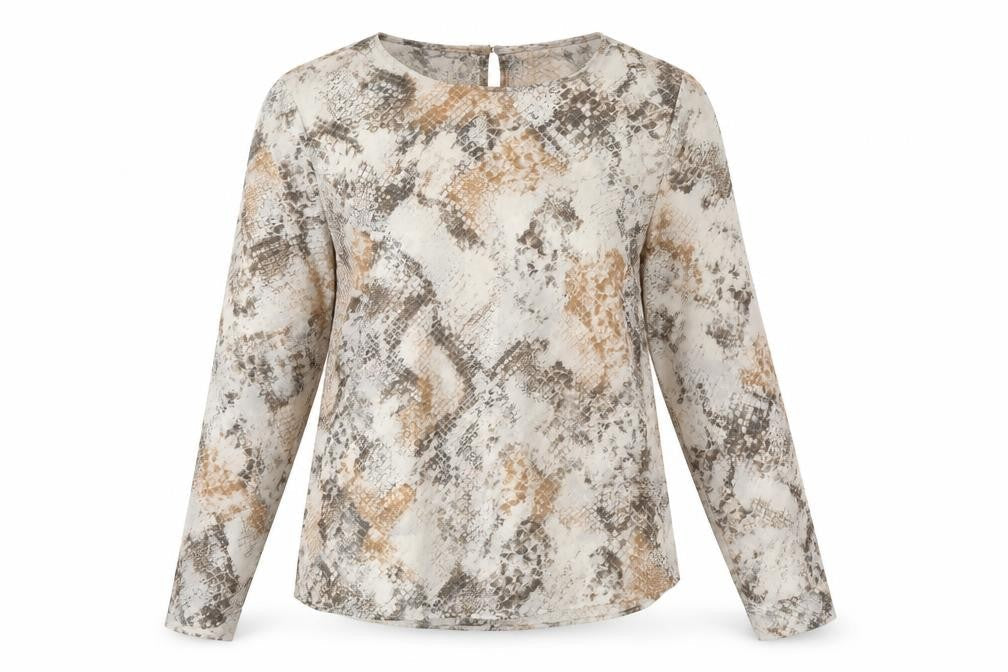 New Look Womens White Animal Print Chiffon Basic Blouse Size 8