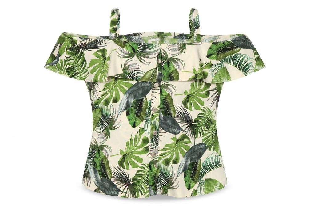 George Womens Green Floral Chiffon Basic Blouse Size 8