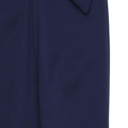 Close-up detail of PRETTYLITTLETHING women’s blue rayon bloomer trousers, size UK 6, 26-inch leg