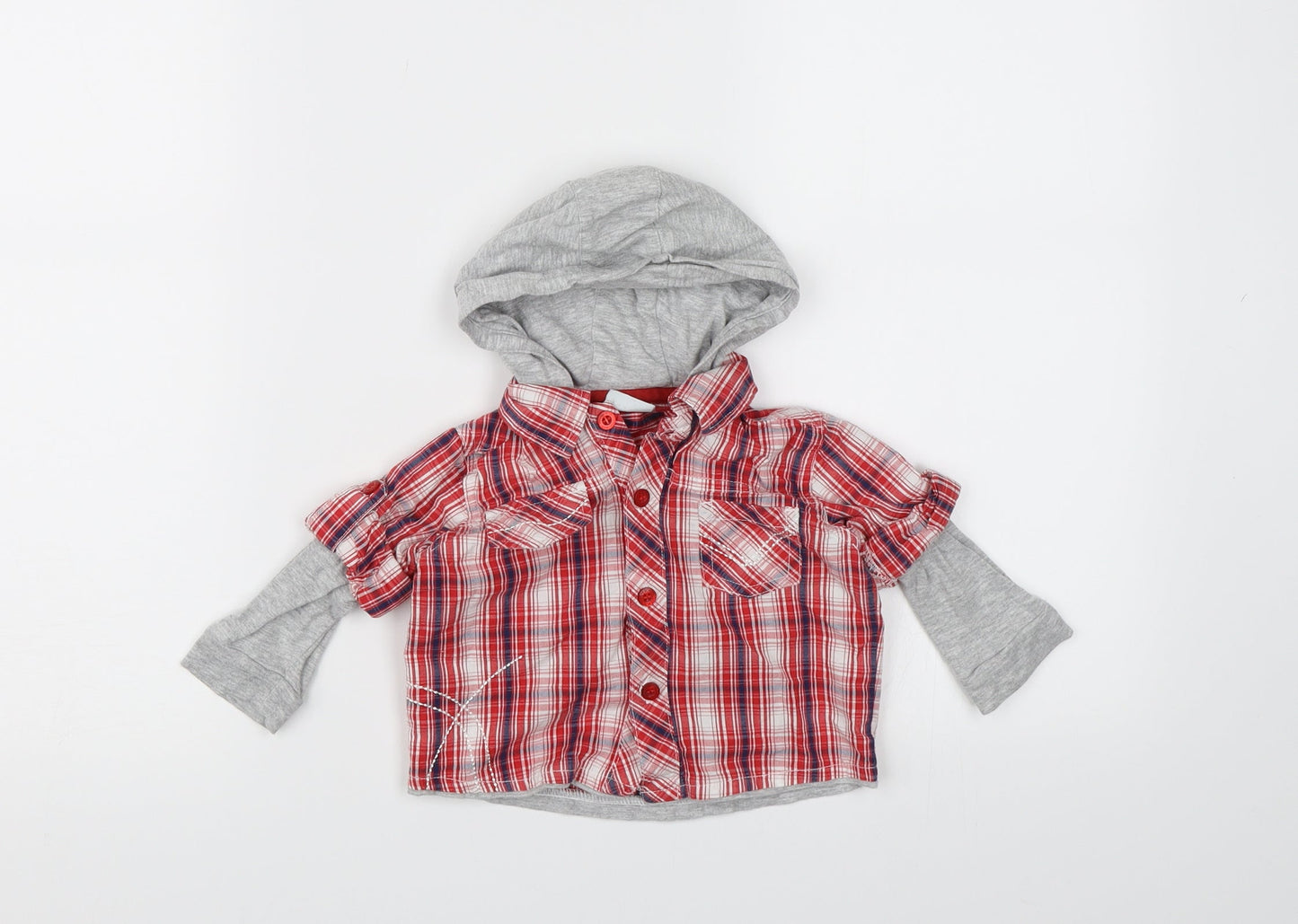 Cherokee Boys Red Check  Basic Button-Up Size 6-9 Months