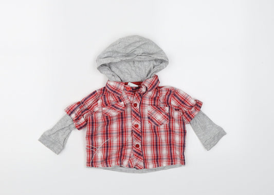 Cherokee Boys Red Check  Basic Button-Up Size 6-9 Months