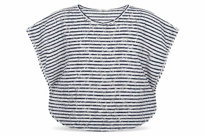 Front view of H&M girls’ white striped basic blouse, size 13-14, years