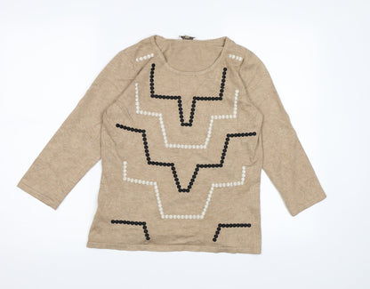 Additional front view of Country Casuals women’s brown geometric knit jumper, size S